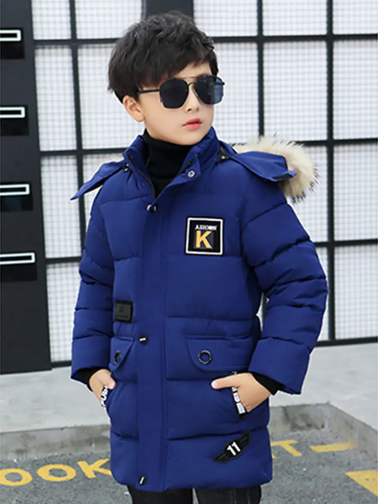 New 2024 Kid Winter Jacket A Boy Park 12 Children's Clothing 13 Baby 14 Outerwear 15 Coats 9 Thick Cotton Thickening -30 Degrees