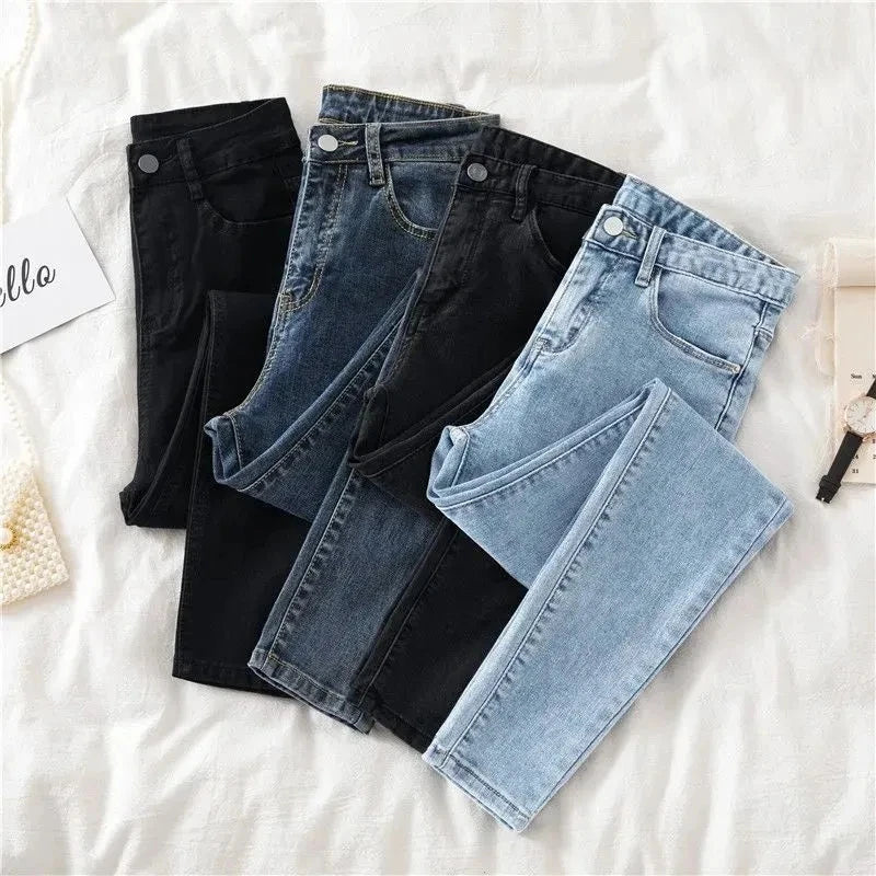 2024 New Jeans Female Denim Pants Black Color Womens Jeans