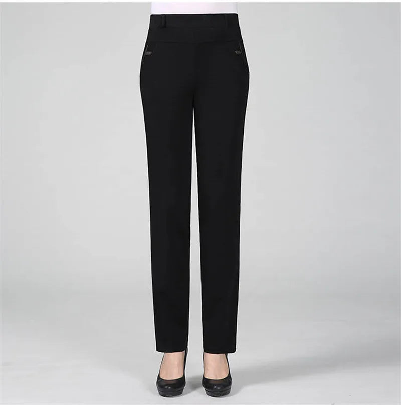 New Spring Autumn Women Trousers Straight Pants High Waist Ladies Office Casual Female Pantalon Elastic Slim Mujer 5XL