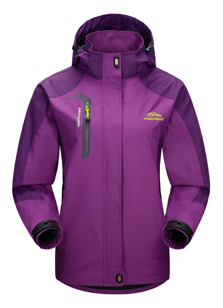 TRVLWEGO Camping Hiking Jacket Women Autumn Outdoor Sports Coats Climbing Trekking Windbreaker Travel Waterproof Purple Rosy