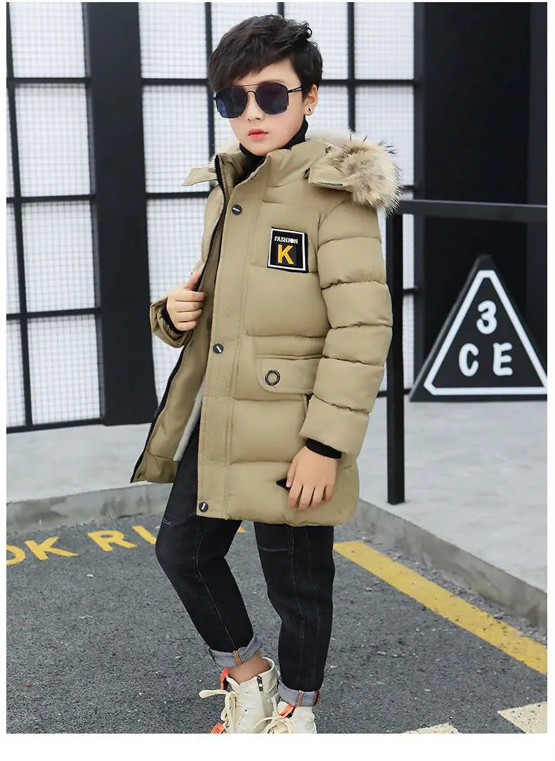 New 2024 Kid Winter Jacket A Boy Park 12 Children's Clothing 13 Baby 14 Outerwear 15 Coats 9 Thick Cotton Thickening -30 Degrees