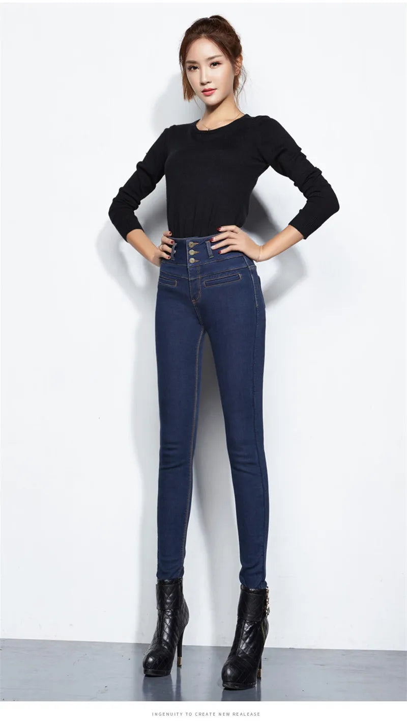 Thick Jeans Female Winter Skinny