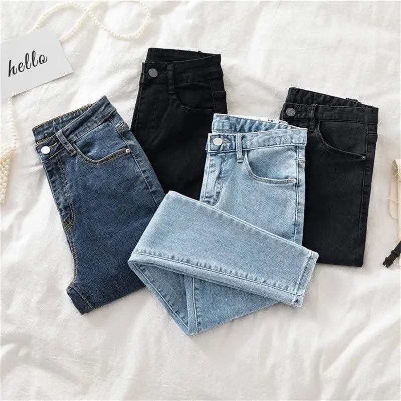 2024 New Jeans Female Denim Pants Black Color Womens Jeans