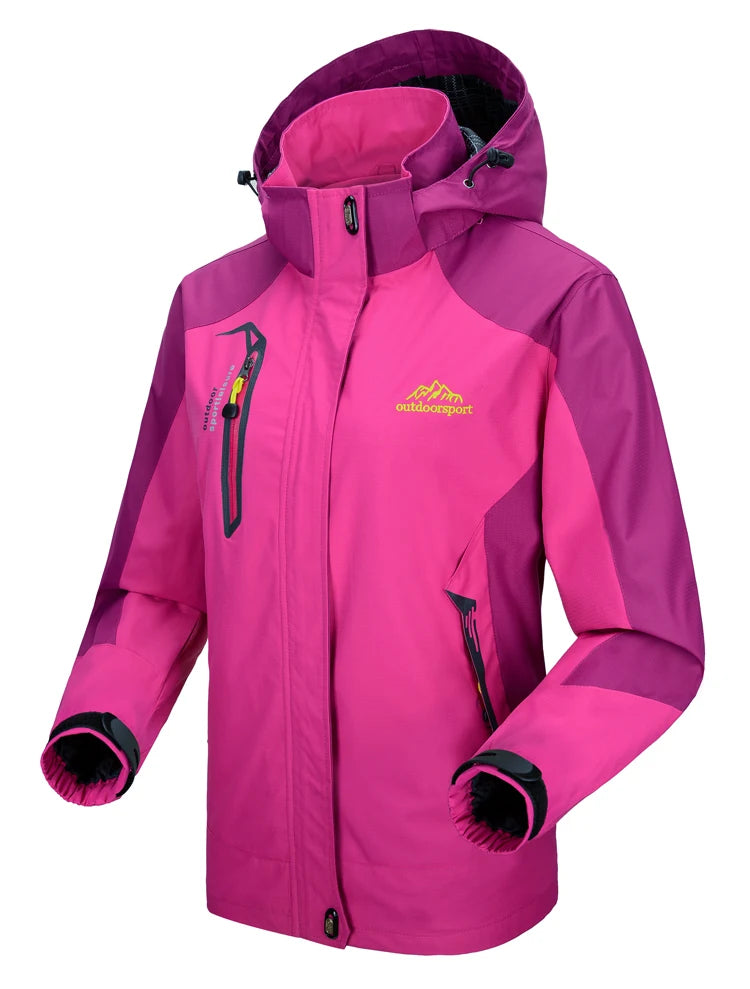 TRVLWEGO Camping Hiking Jacket Women Autumn Outdoor Sports Coats Climbing Trekking Windbreaker Travel Waterproof Purple Rosy