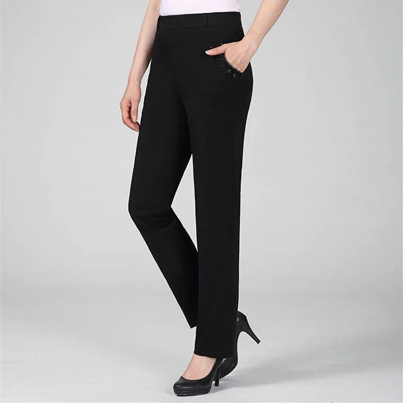 New Spring Autumn Women Trousers Straight Pants High Waist Ladies Office Casual Female Pantalon Elastic Slim Mujer 5XL