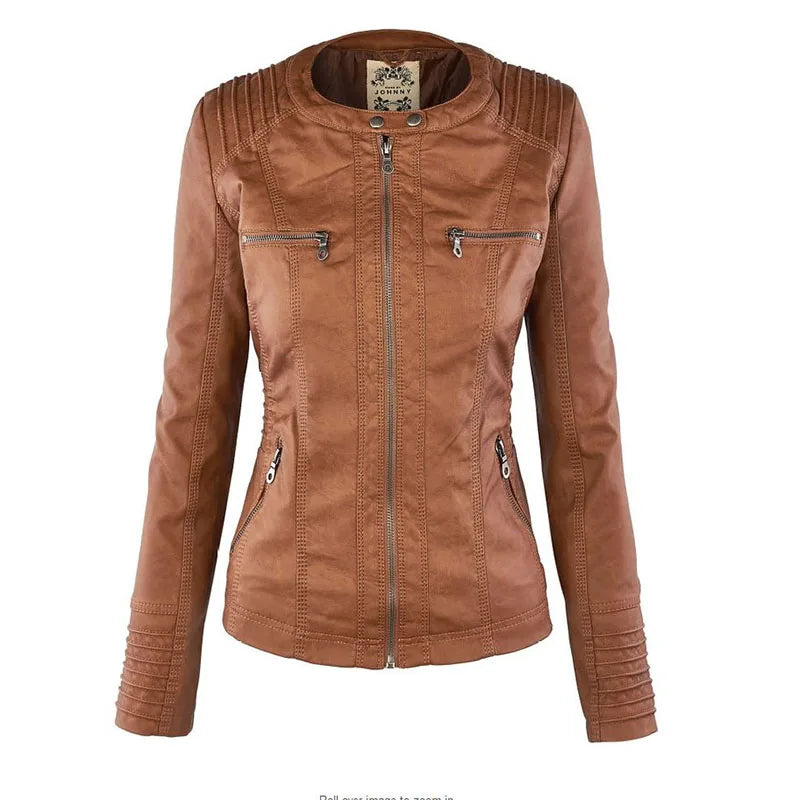 Faux Leather Jacket Women 2024