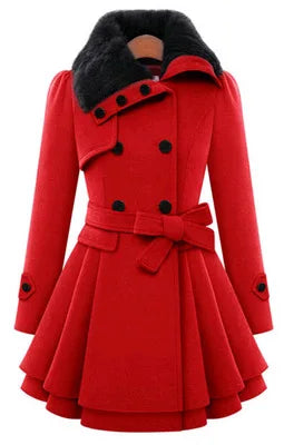 Women's Winter Slim Long Wool Sherpa Coat Double Breasted