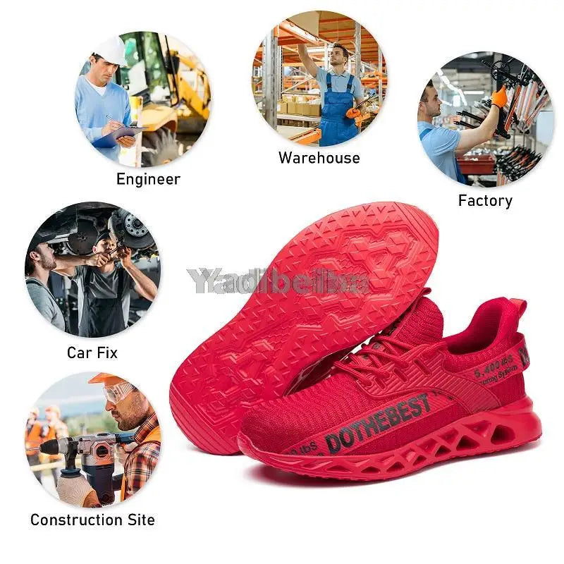 Steel Toe Safety Shoes for Men Women Lightweight Work Sneakers Puncture Proof Work Shoes Unisex Coustruction Safety Work Boots