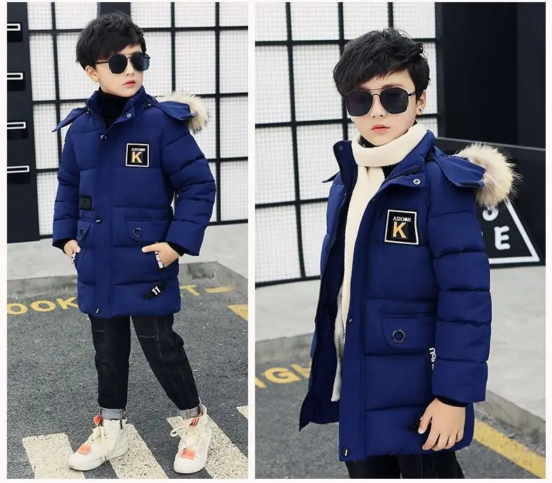 New 2024 Kid Winter Jacket A Boy Park 12 Children's Clothing 13 Baby 14 Outerwear 15 Coats 9 Thick Cotton Thickening -30 Degrees