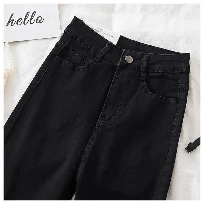 2024 New Jeans Female Denim Pants Black Color Womens Jeans