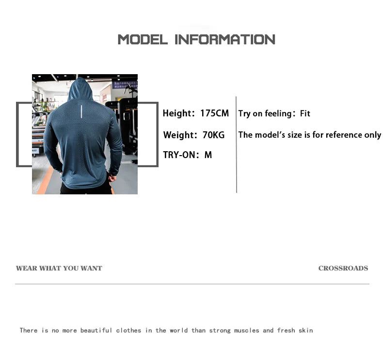 Mens Fitness Tracksuit Running Sport Hoodie Gym Joggers Hooded Outdoor Workout Shirts Tops Clothing Muscle Training Sweatshirt