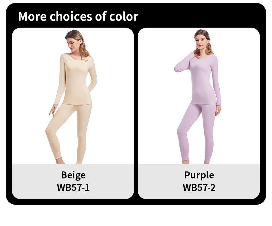 2-PieceLadies Slim sexy Warm Bottoming Suit Solid Color Simple And Versatile Long-sleeved Trousers Underwear Suit Home Clothes