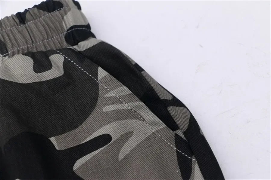 New 4-14T kids Boys Pants Autumn Winter Thick Camouflage Kids Trousers Teenage Boy Warm Clothing Elastic Waist Boy Cargo Pants