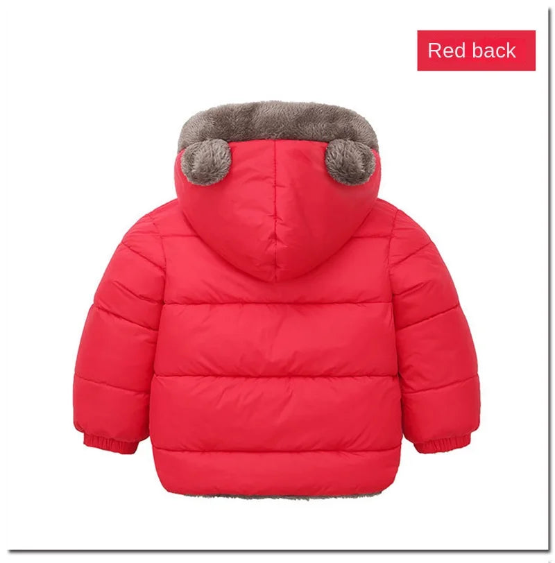 Thicken Jacket Boys Girls Solid Color Hooded Jackets Kids Parka Outerwear 2-6 Years