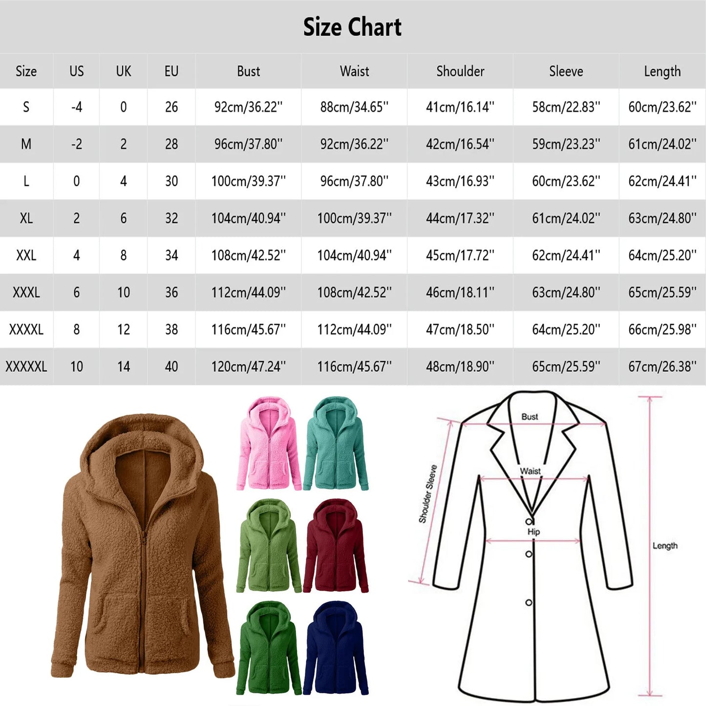 Over Size Women'S Fashion Solid Color Sweatshirt Loose Hooded Plush Zip Up Jacket Top New Fashion Simple Versatile Women 2024