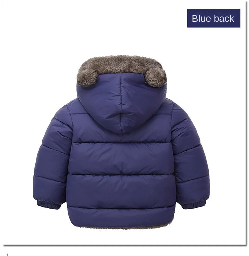 Thicken Jacket Boys Girls Solid Color Hooded Jackets Kids Parka Outerwear 2-6 Years