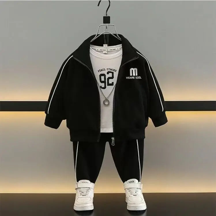 Kids Tracksuit Baby Boy Clothes Set Autumn Children Clothing Boys Casual Stand Collar Print Sports Suit 2 To 7 Years Old