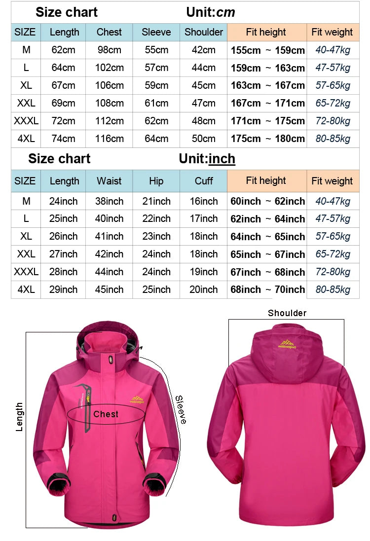 TRVLWEGO Camping Hiking Jacket Women Autumn Outdoor Sports Coats Climbing Trekking Windbreaker Travel Waterproof Purple Rosy