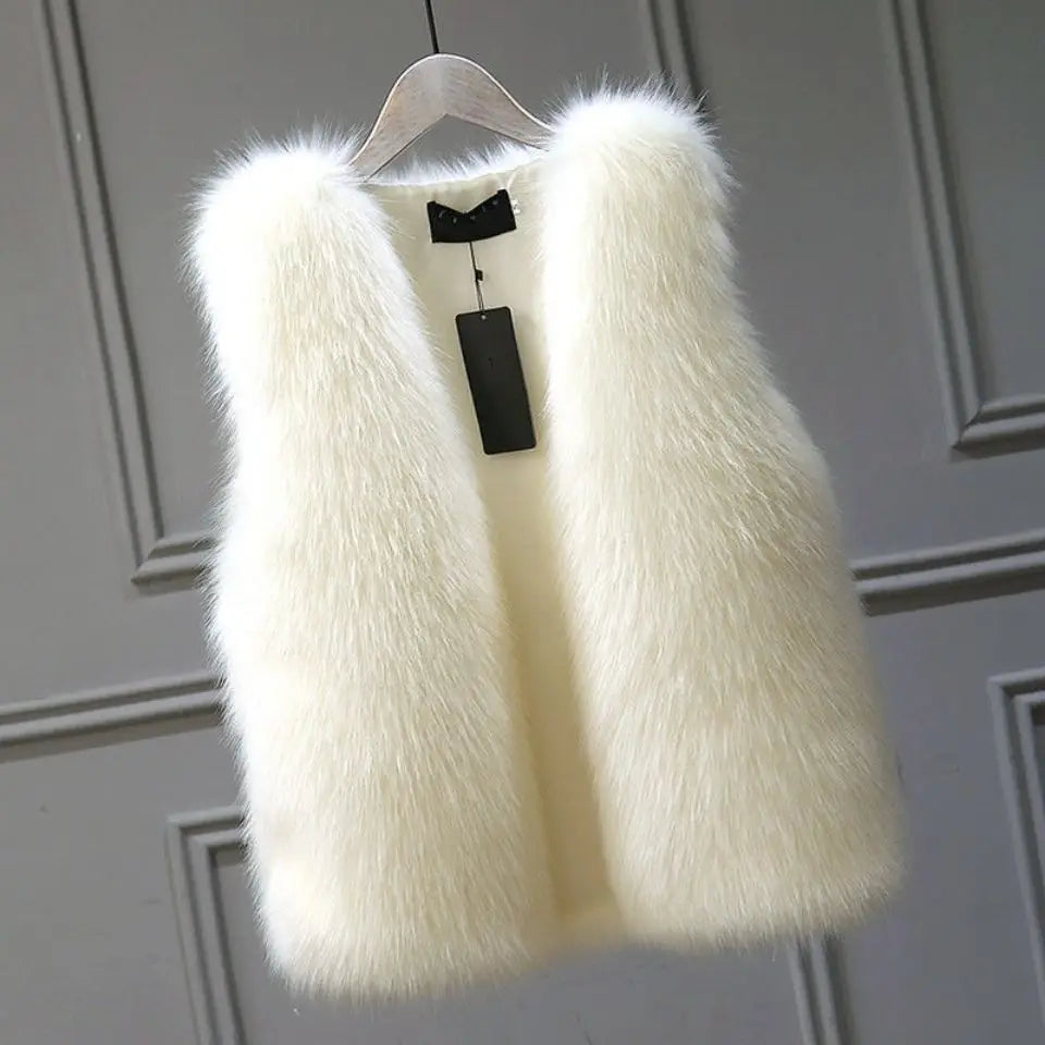 Womens Fur Vest New Female Waistcoat Faux Fox Fur Overcoat Winter Jackets