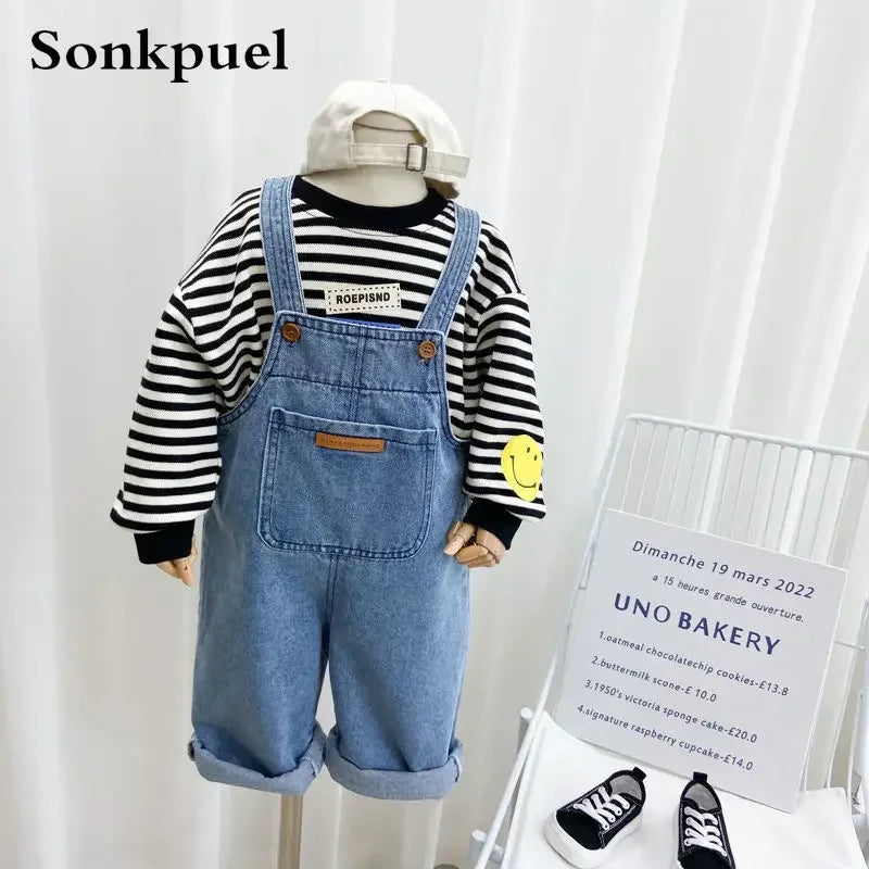 Children'S Overalls Pants Boys Fall Pants 2024 New Baby Trousers Spring and Autumn Jeans Girls Pants