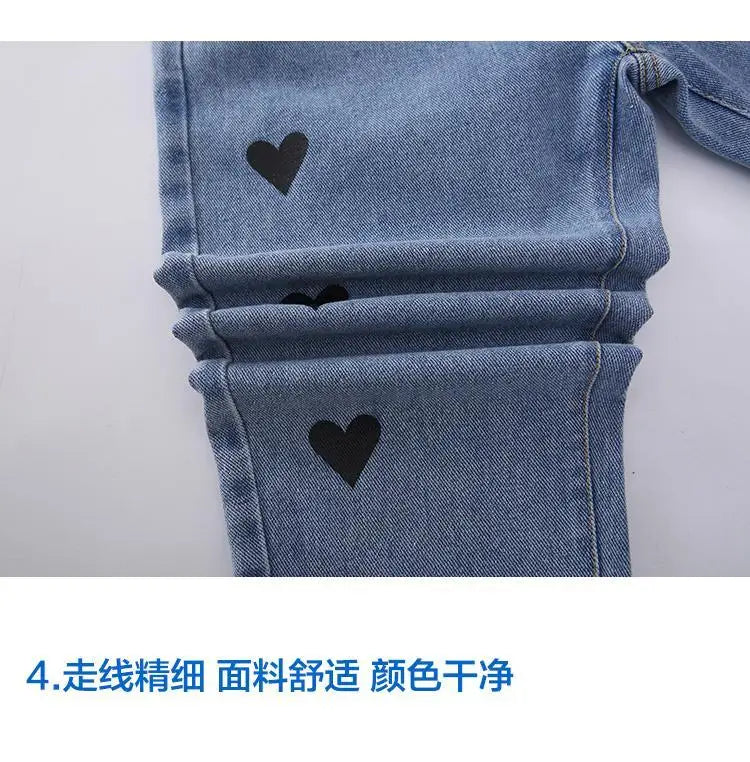 Girls' pants spring and autumn outerwear 2024 new middle-aged and young children's casual jeans spring children's jeans