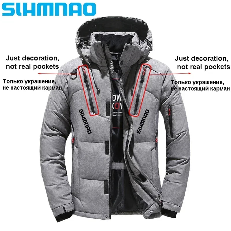 Men's Goose Down Jacket and Tactical Pants, Winter Fishing Suit, Warm, Snow Skiing, Mountain Climbing, Hunting Sportswear