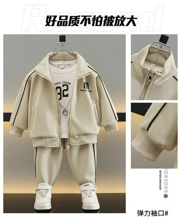 Kids Tracksuit Baby Boy Clothes Set Autumn Children Clothing Boys Casual Stand Collar Print Sports Suit 2 To 7 Years Old