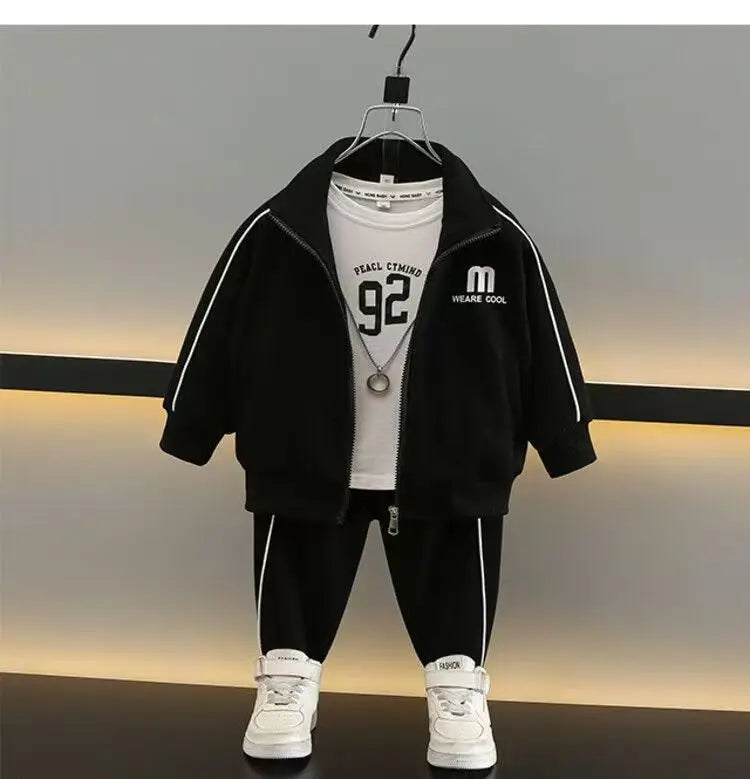 Kids Tracksuit Baby Boy Clothes Set Autumn Children Clothing Boys Casual Stand Collar Print Sports Suit 2 To 7 Years Old