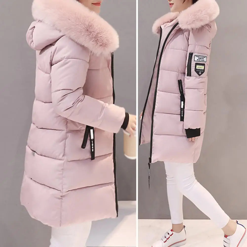 Winter Women Parka Coats Long Cotton Casual Fur Hooded Jackets. Thick Warm Slim-fit Jacket