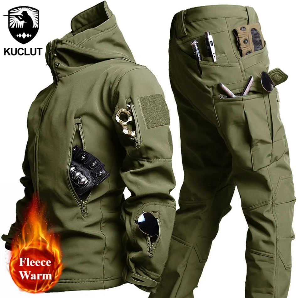 Winter Soft Shell Mens Tactical Set Outdoor Windproof