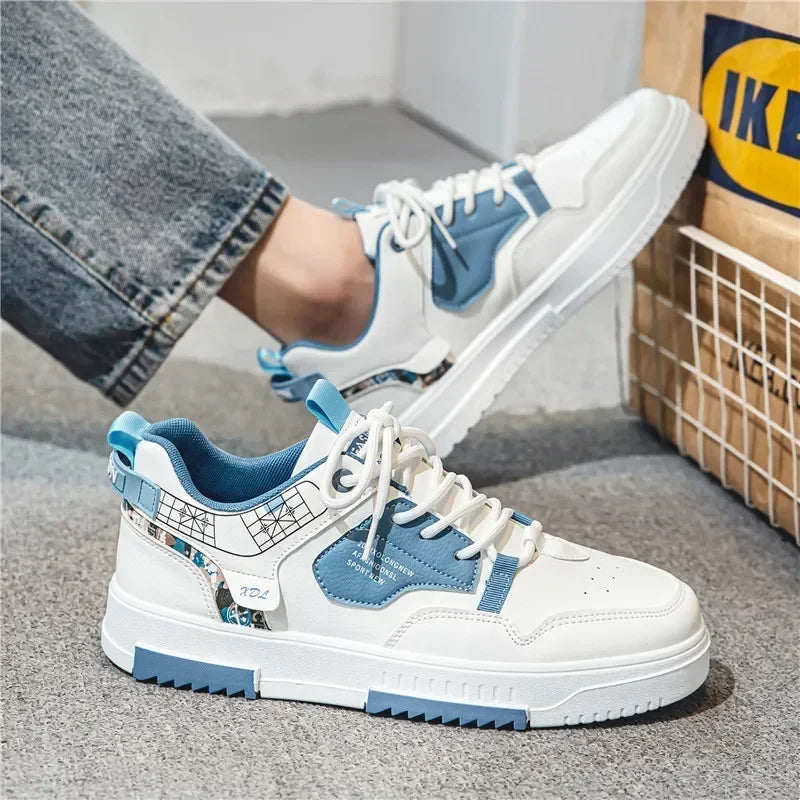 Men's shoes 2025 summer new breathable white shoes men's trendy and versatile thick soled sports