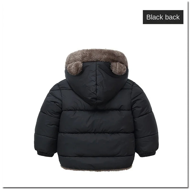 Thicken Jacket Boys Girls Solid Color Hooded Jackets Kids Parka Outerwear 2-6 Years