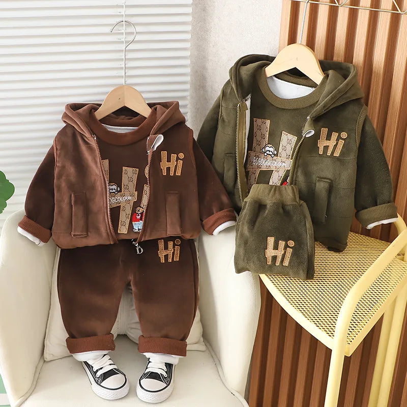 1 2 3 4 Years Winner Baby Boys Clothes Cute Lion Autumn Boys Clothing Sets Coat + Vest + Pants Boys Suits Children's Clothing