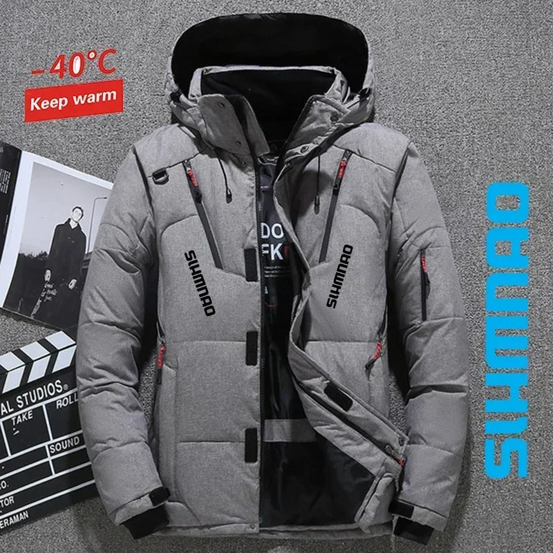 Men's Goose Down Jacket and Tactical Pants, Winter Fishing Suit, Warm, Snow Skiing, Mountain Climbing, Hunting Sportswear