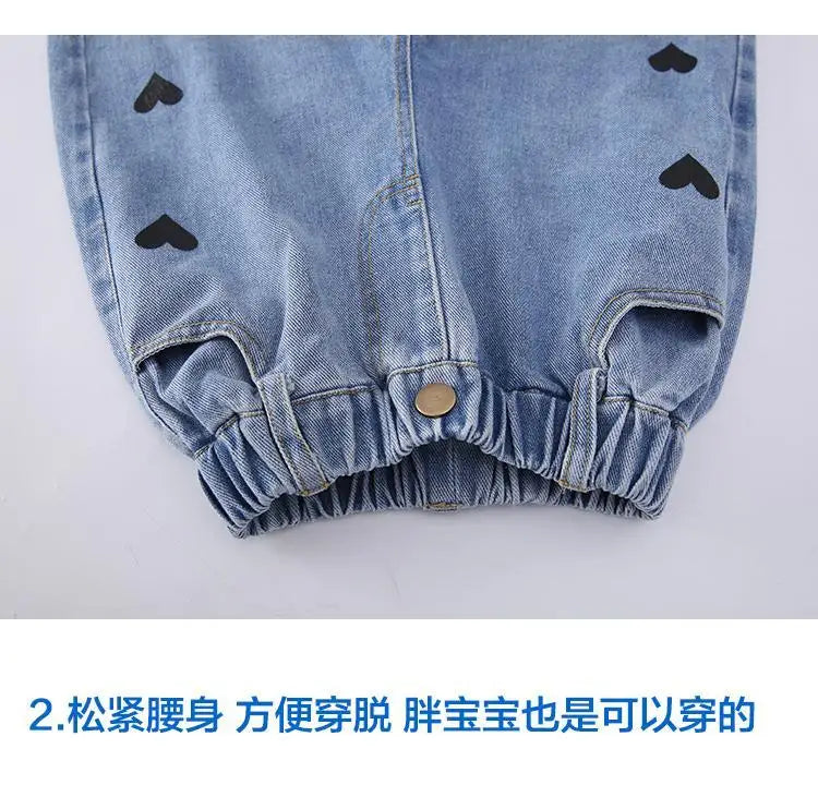 Girls' pants spring and autumn outerwear 2024 new middle-aged and young children's casual jeans spring children's jeans