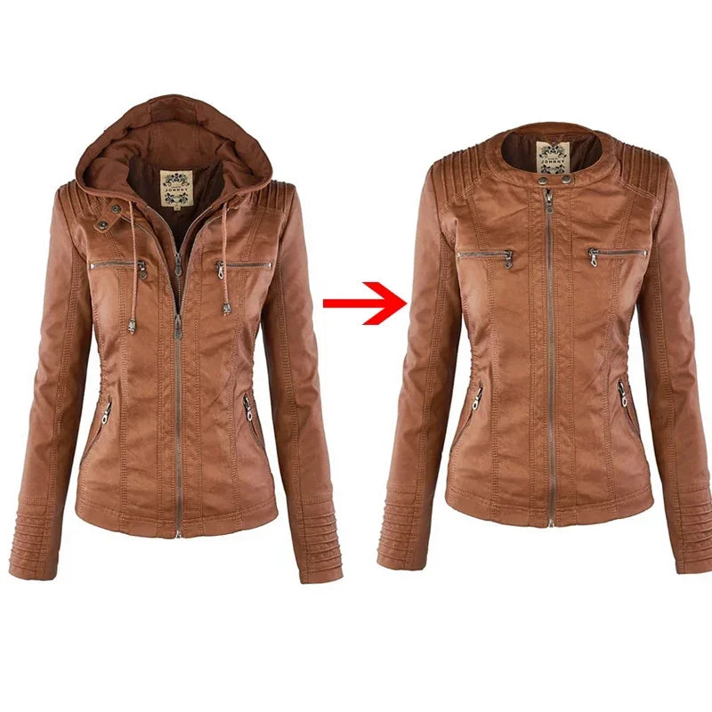 Faux Leather Jacket Women 2024