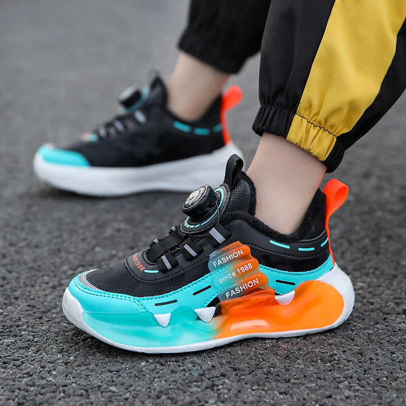 Kids Sneakers Outdoor Sports Comfortable Casual Footwear Fashion Rotating Buckle Wear-resistant Running Shoes for Children