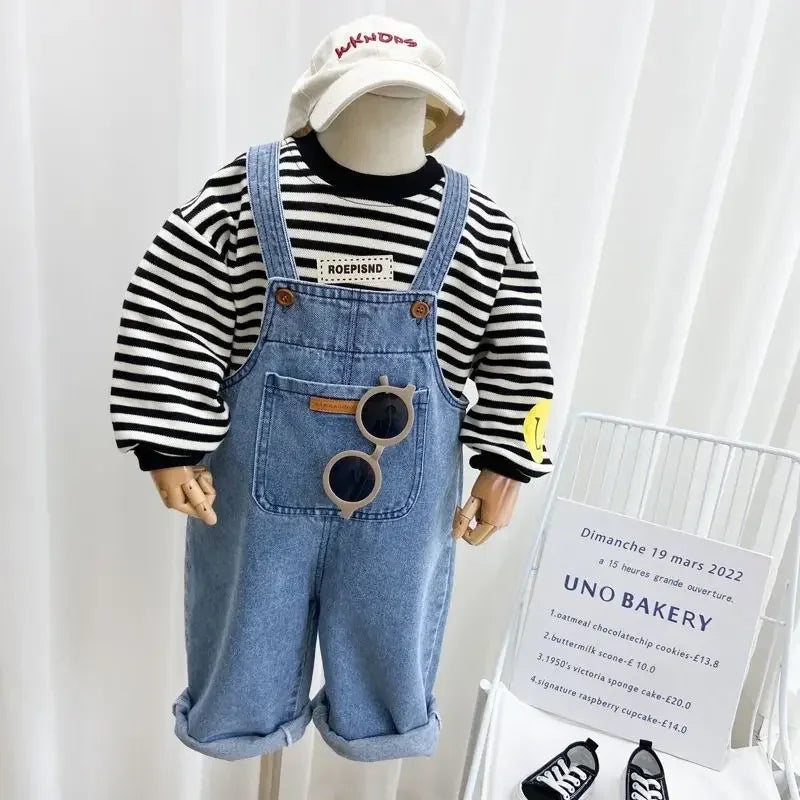 Children'S Overalls Pants Boys Fall Pants 2024 New Baby Trousers Spring and Autumn Jeans Girls Pants