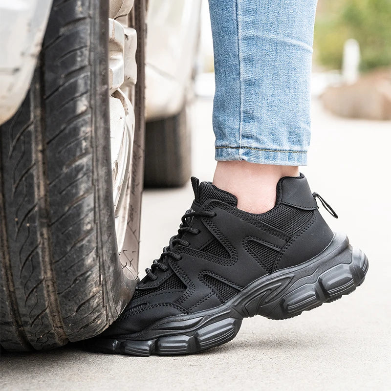 New Women Safety Shoes Anti-smash Anti-puncture Work Shoes Breathable Lightweight Work Sneakers Indestructible Women Shoes Boots