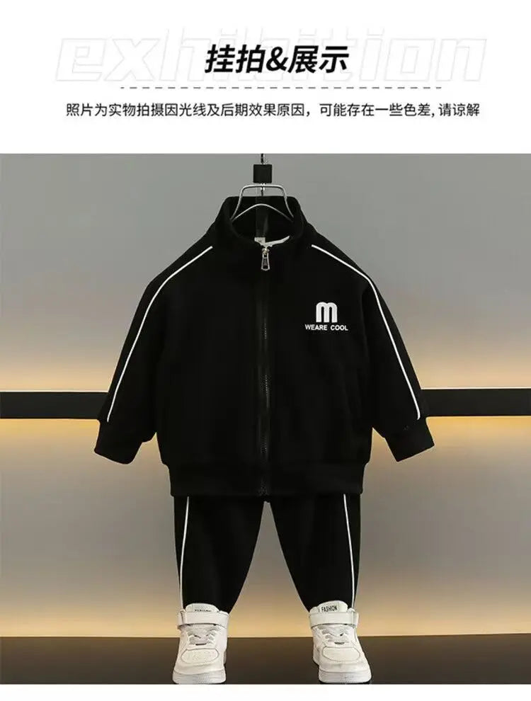 Kids Tracksuit Baby Boy Clothes Set Autumn Children Clothing Boys Casual Stand Collar Print Sports Suit 2 To 7 Years Old