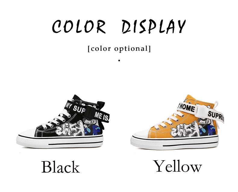 Brand Kids High Top Canvas Shoes Trendy Children Non-slip Skateboarding Shoes Boys Girls Outdoor Comfortable Sports Tennis Shoes