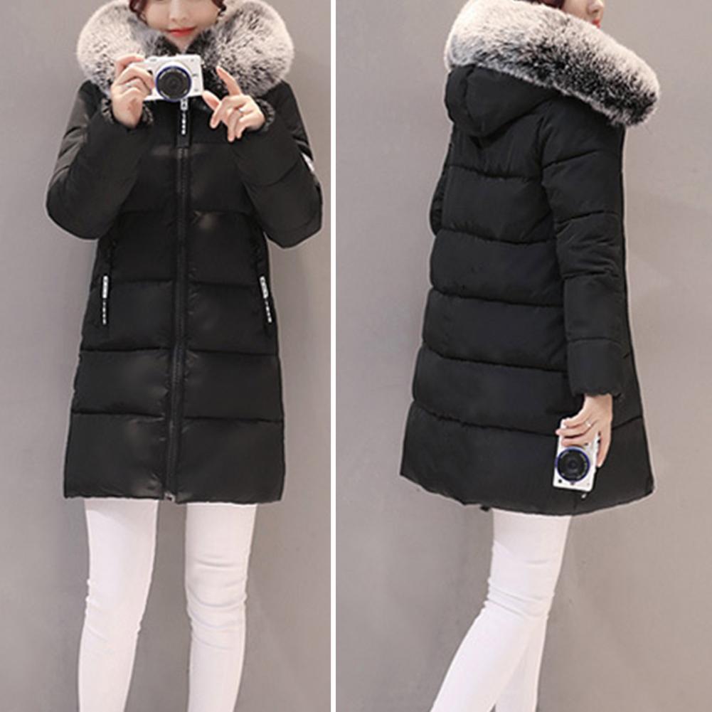 Winter Women Parka Coats Long Cotton Casual Fur Hooded Jackets. Thick Warm Slim-fit Jacket