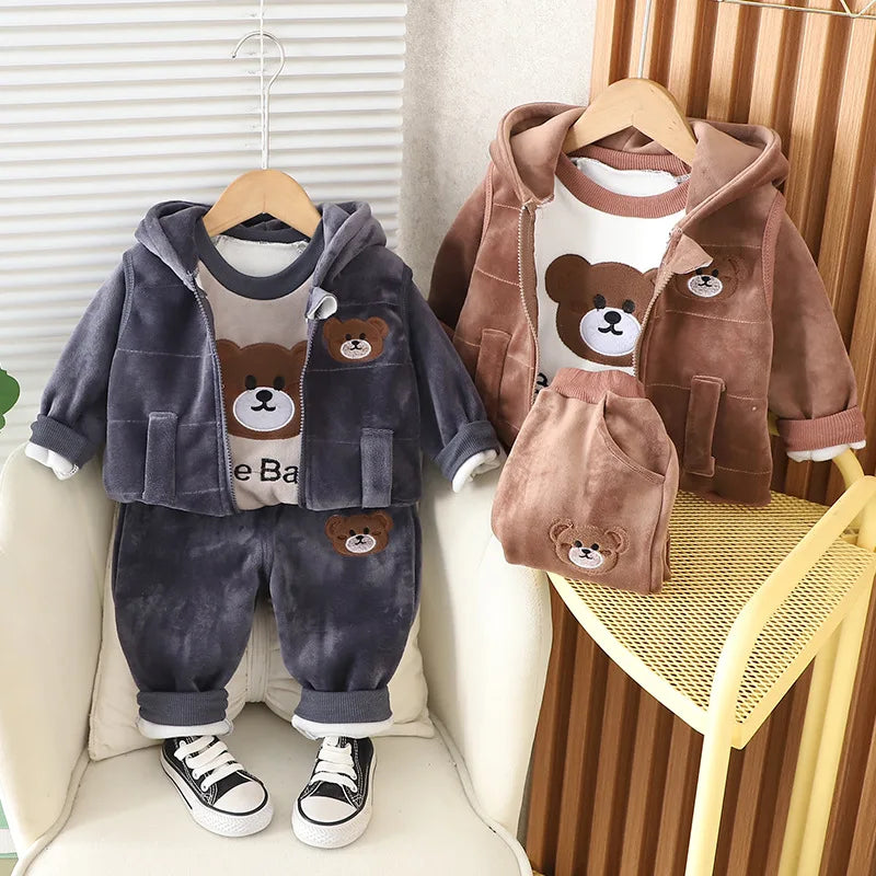 1 2 3 4 Years Winner Baby Boys Clothes Cute Lion Autumn Boys Clothing Sets Coat + Vest + Pants Boys Suits Children's Clothing