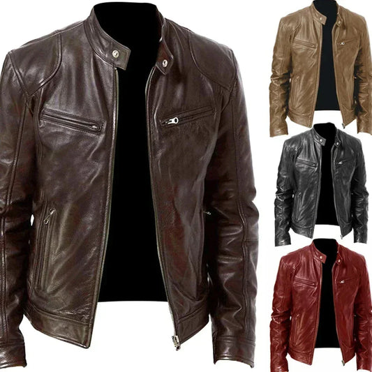 New Spring Casual Motorcycle Mens PU Jacket Biker Leather Coats Windbreaker Leather Jacket Men Leather Jackets Slim Clothing