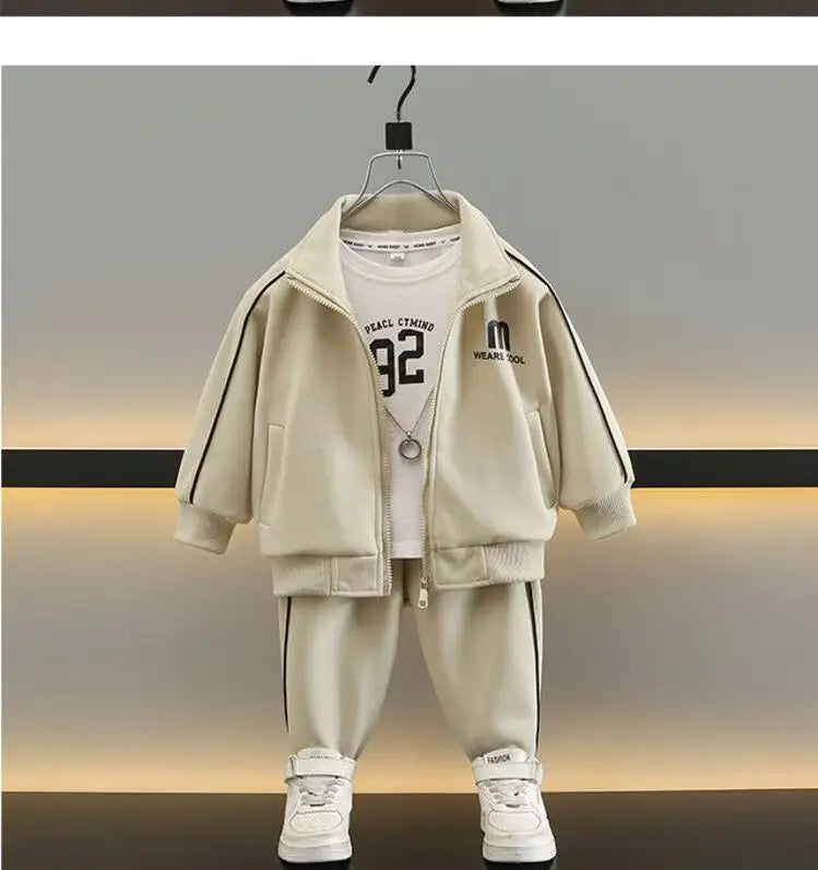 Kids Tracksuit Baby Boy Clothes Set Autumn Children Clothing Boys Casual Stand Collar Print Sports Suit 2 To 7 Years Old