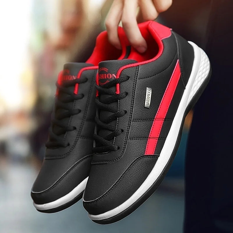 Men's Fashion Leather Casual Sneakers Sports Running Shoes Breathable Outdoor Men