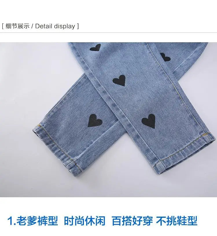 Girls' pants spring and autumn outerwear 2024 new middle-aged and young children's casual jeans spring children's jeans