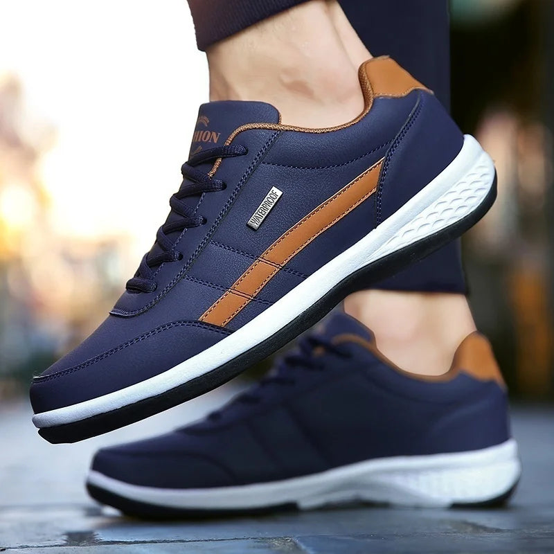 Men's Fashion Leather Casual Sneakers Sports Running Shoes Breathable Outdoor Men