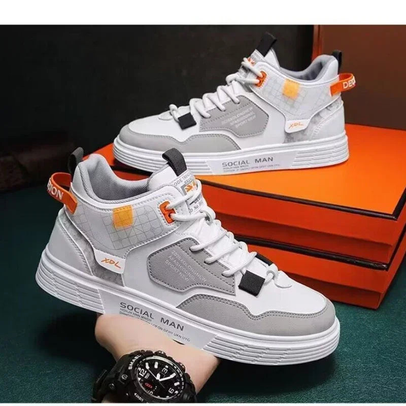 Men's shoes 2025 summer new breathable white shoes men's trendy and versatile thick soled sports