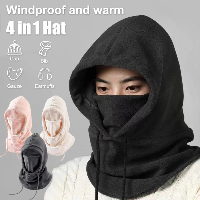 Winter Warm Hat Beanies With Mask And Neck Warmer 4-in-1 Windproof Balaclava For Men And Women Cycling Cold Weather Protection